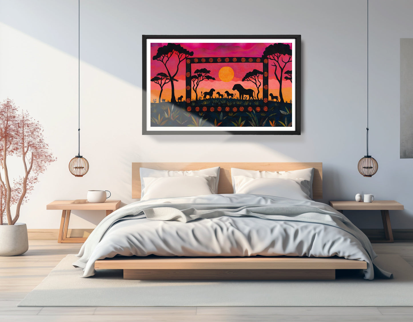 Safari Sunset Silhouette African American canvas print view 69