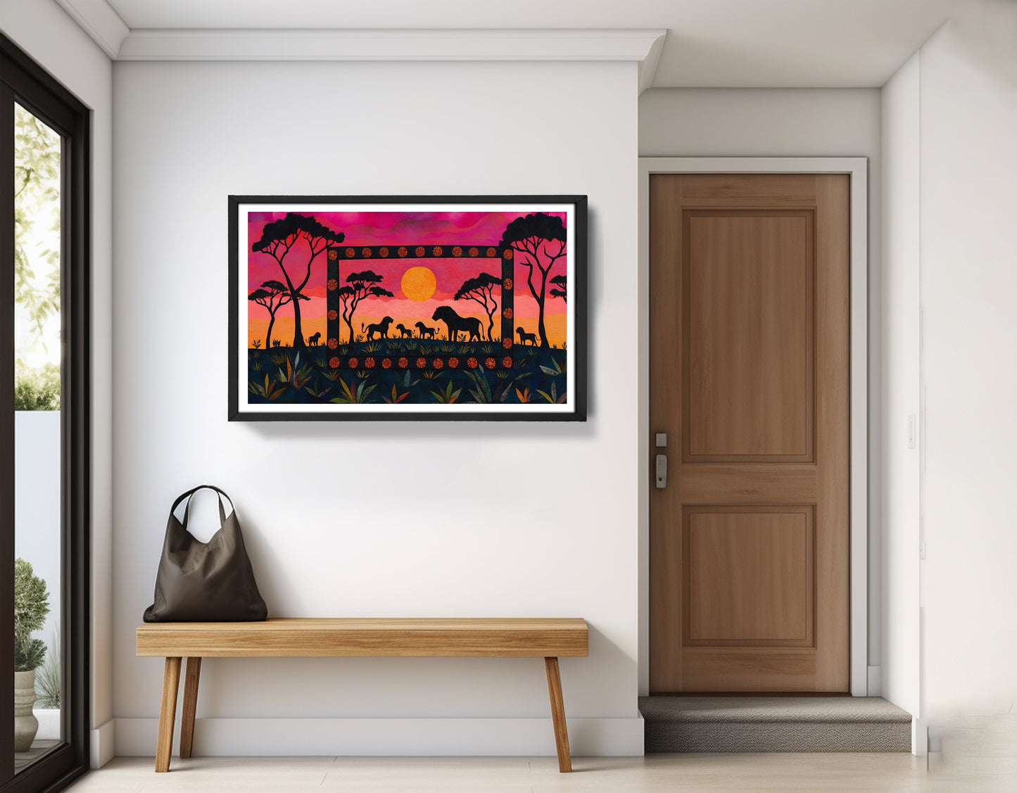 Safari Sunset Silhouette African American canvas print view 71