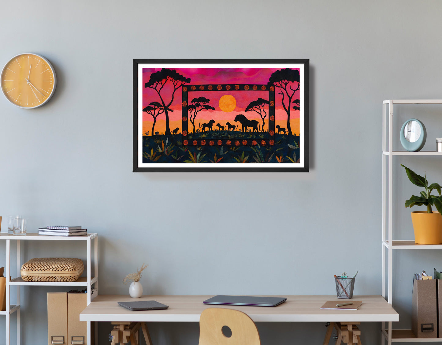 Safari Sunset Silhouette African American canvas print view 72