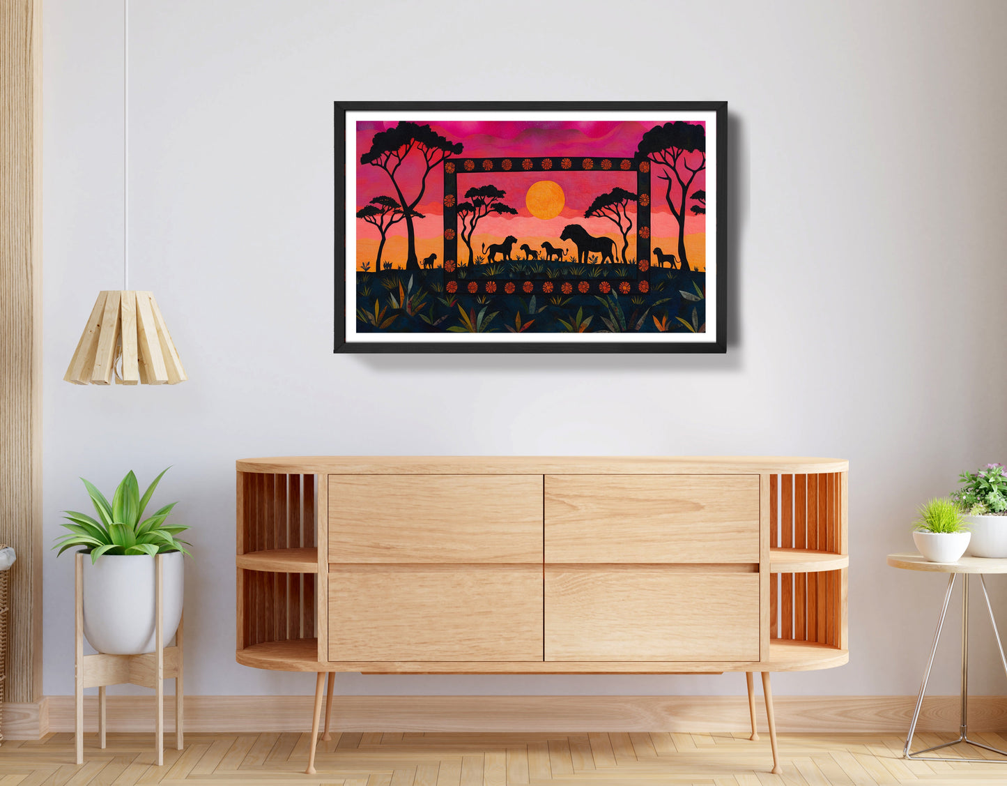 Safari Sunset Silhouette African American canvas print view 68