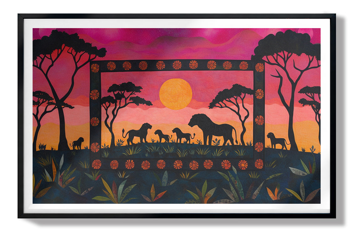 Safari Sunset Silhouette African American canvas print view 67