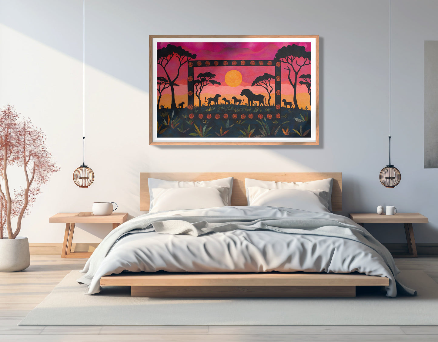 Safari Sunset Silhouette African American canvas print view 81
