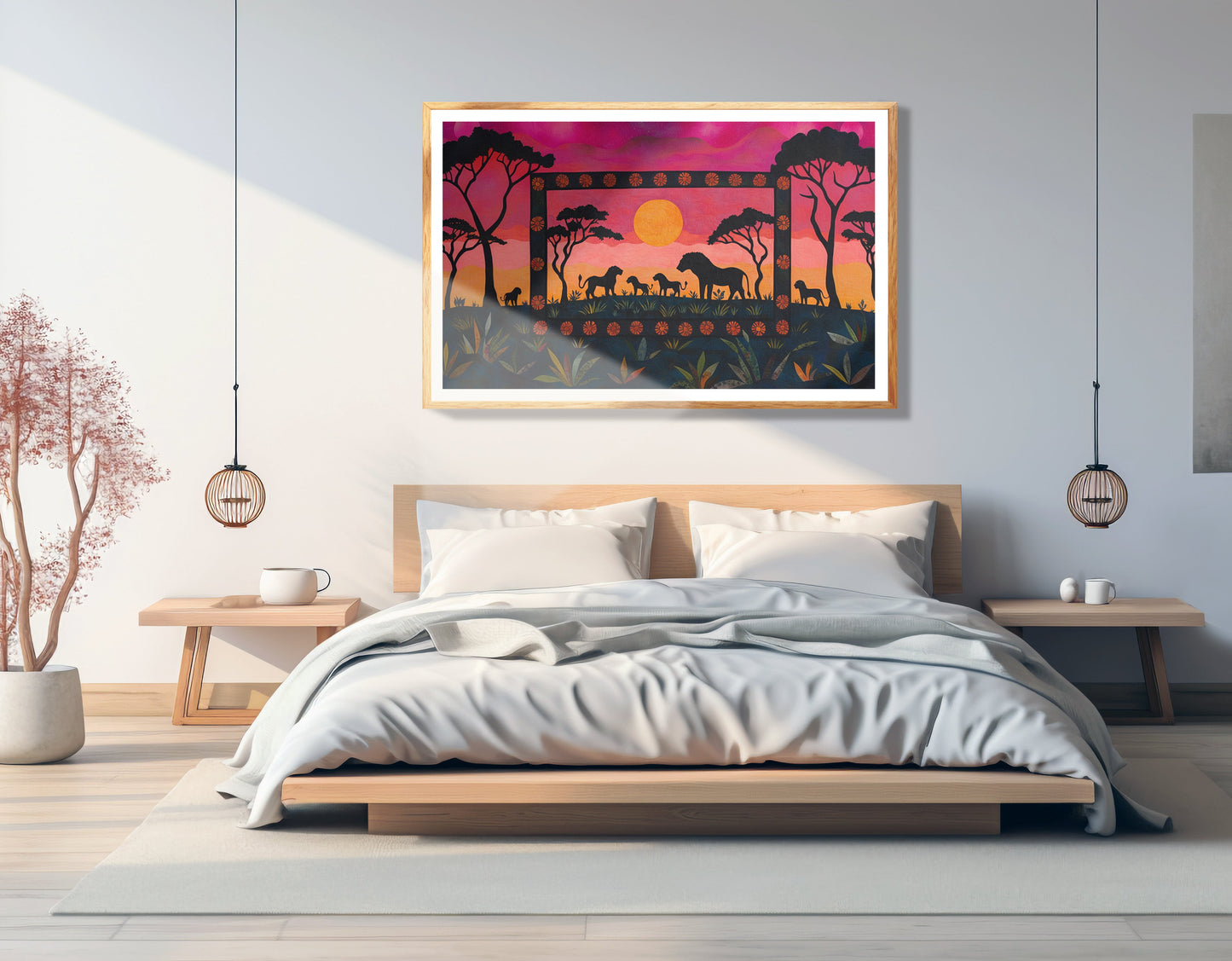 Safari Sunset Silhouette African American canvas print view 75