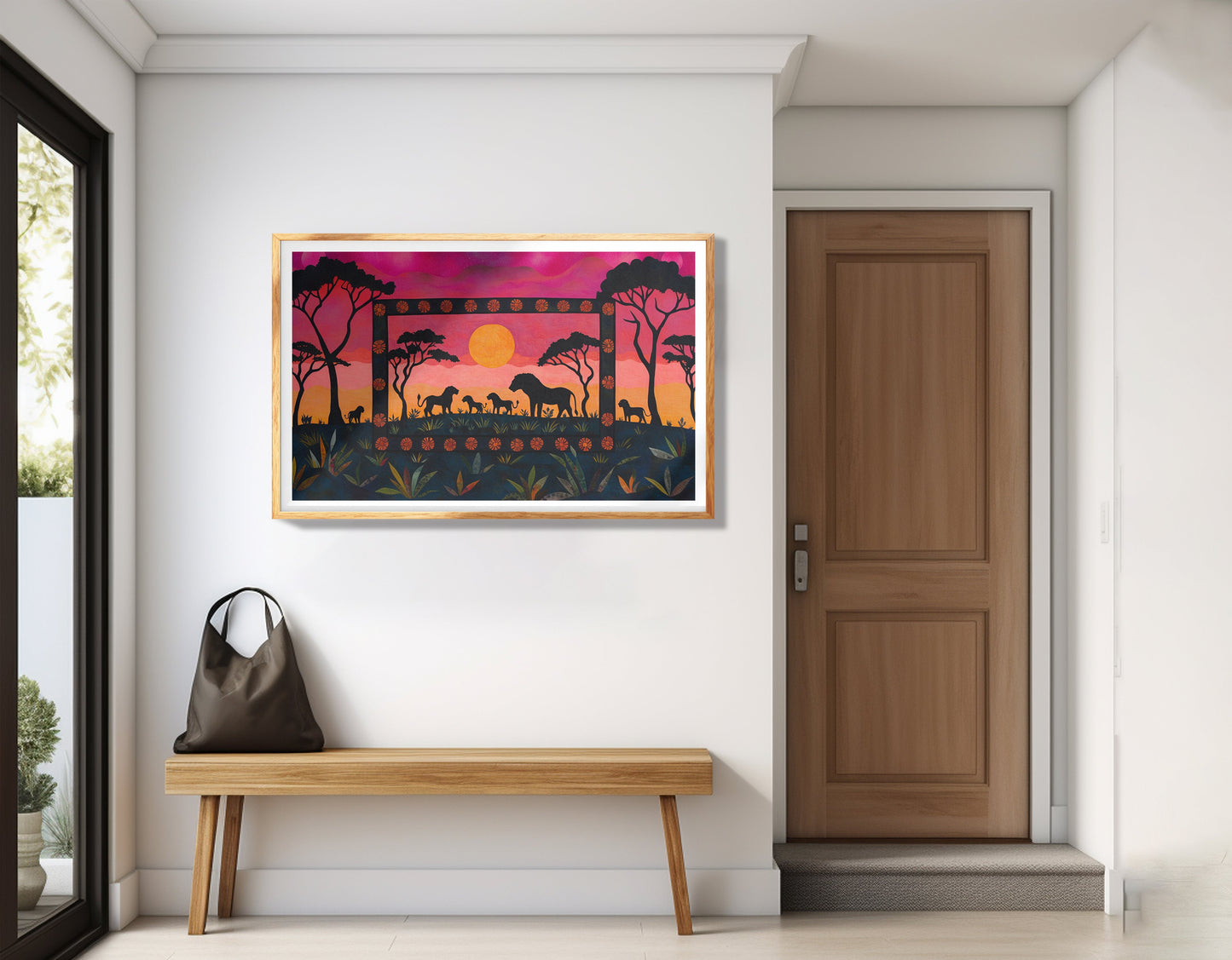 Safari Sunset Silhouette African American canvas print view 77