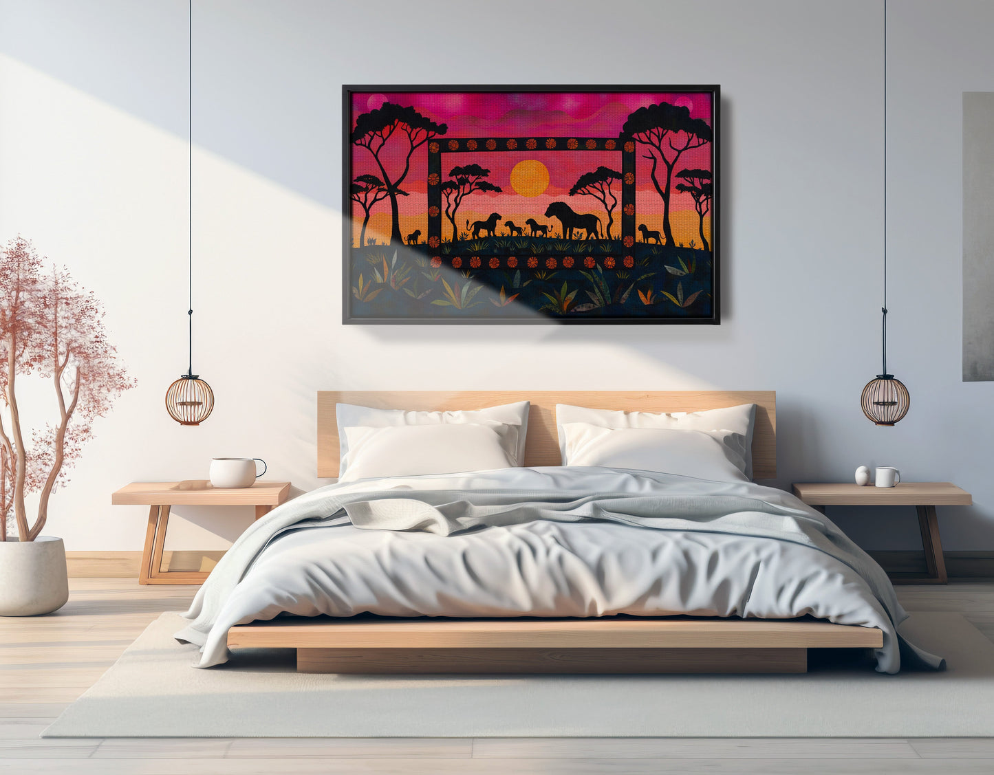 Safari Sunset Silhouette African American canvas print view 27