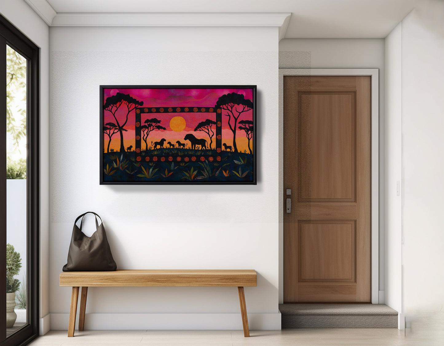 Safari Sunset Silhouette African American canvas print view 29