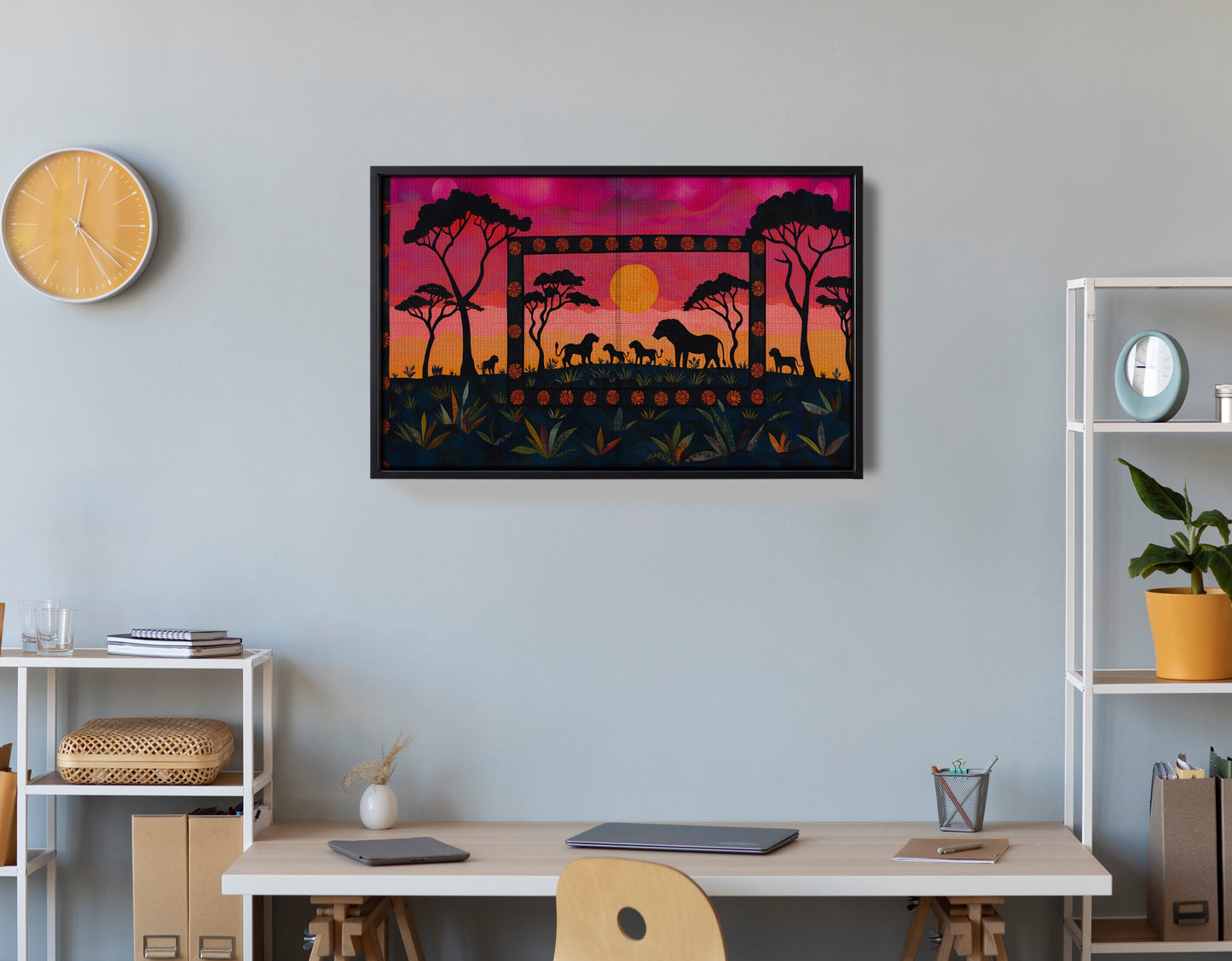Safari Sunset Silhouette African American canvas print view 30