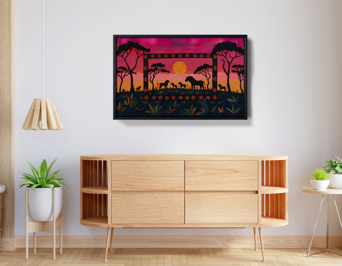Safari Sunset Silhouette African American canvas print view 26