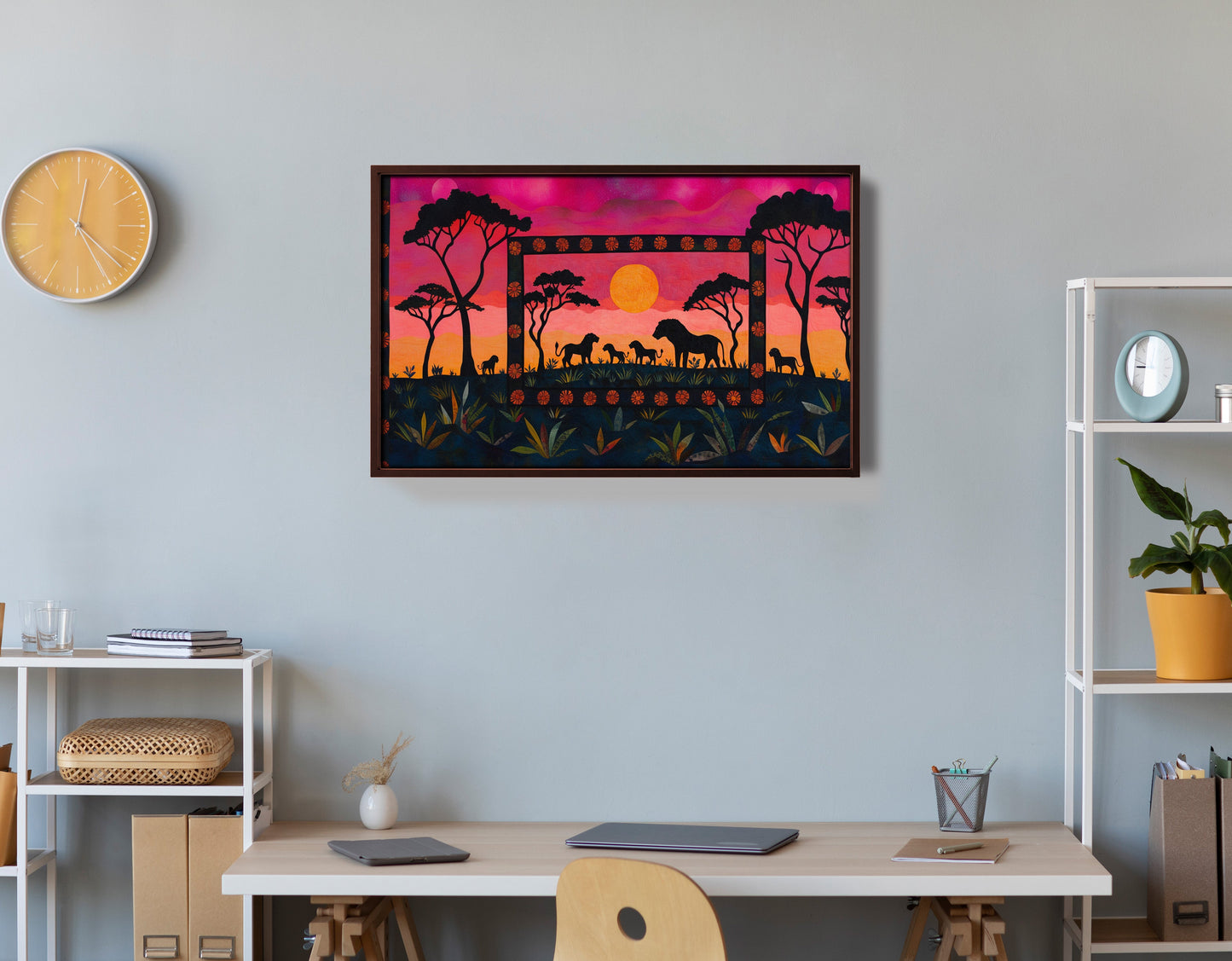 Safari Sunset Silhouette African American canvas print view 36