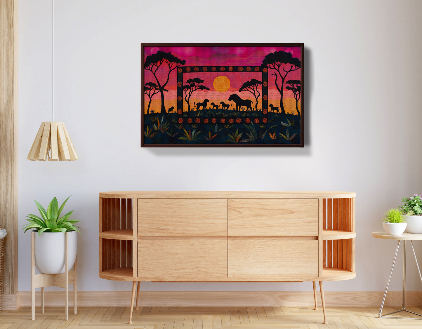 Safari Sunset Silhouette African American canvas print view 32