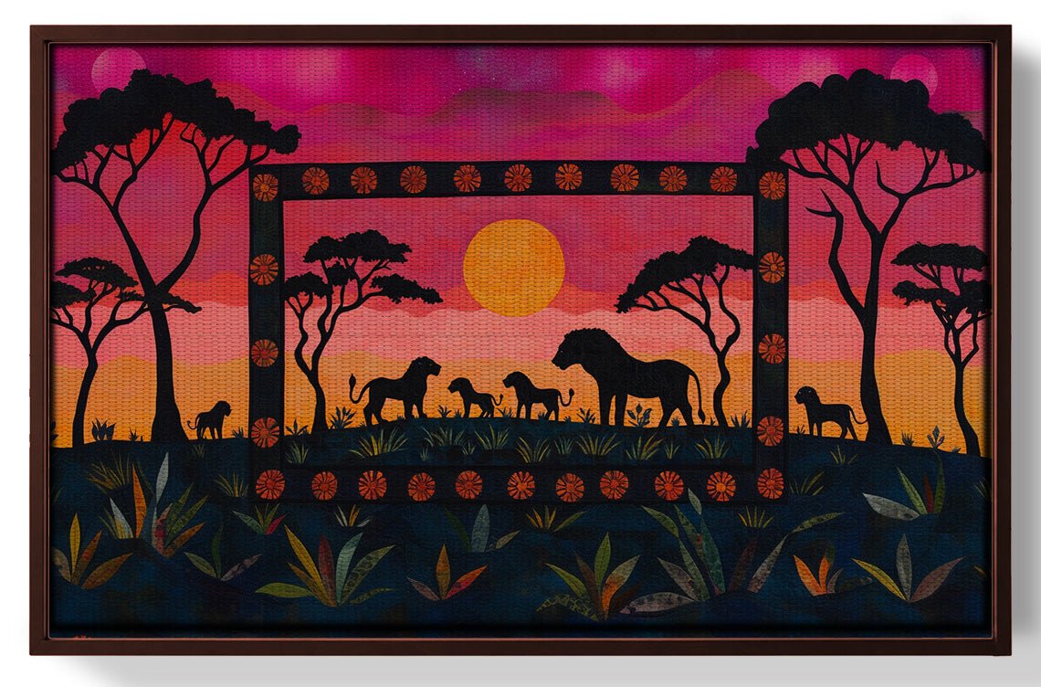 Safari Sunset Silhouette African American canvas print view 31