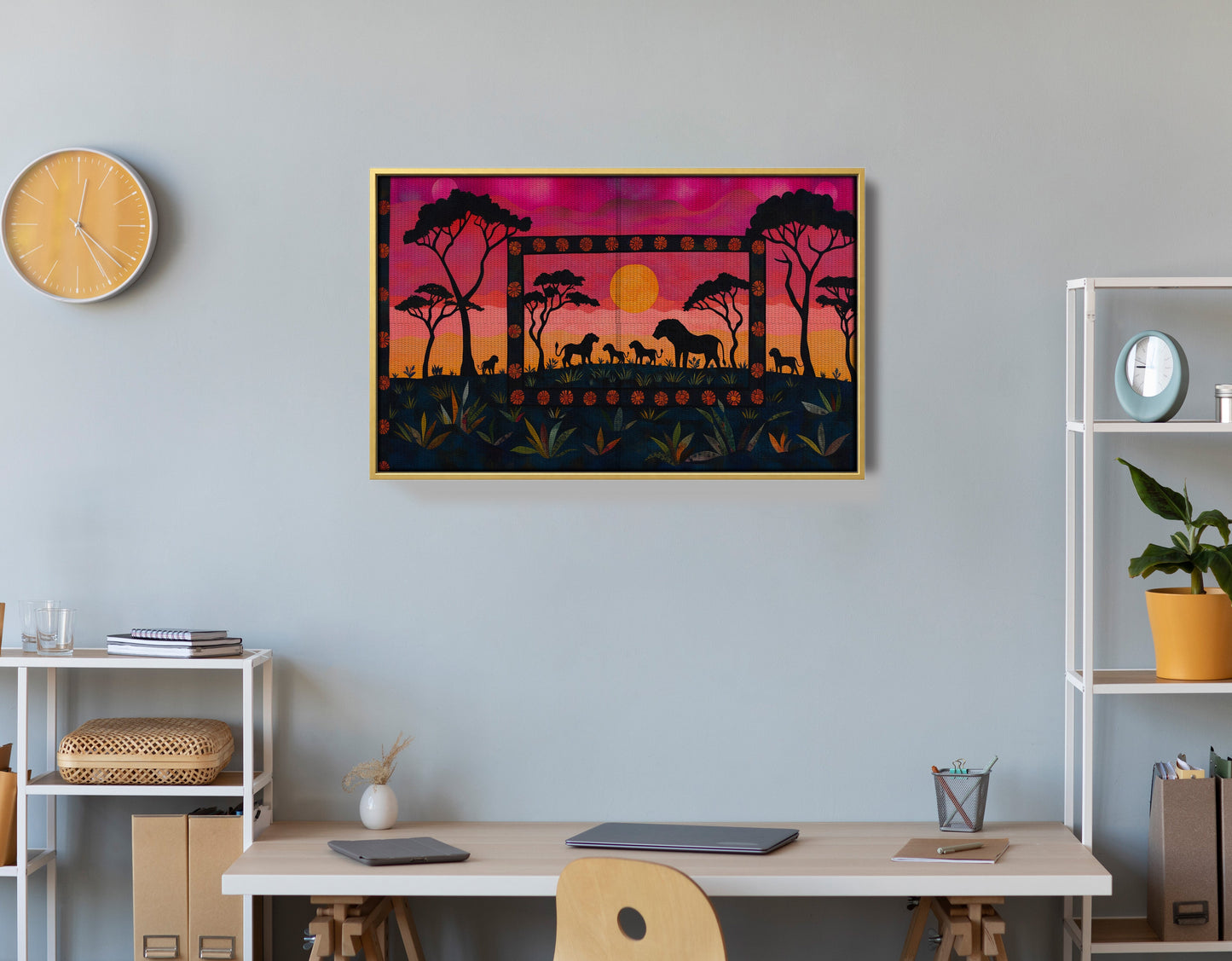 Safari Sunset Silhouette African American canvas print view 42