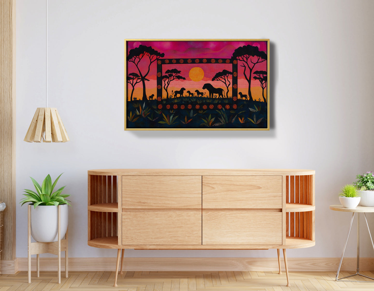 Safari Sunset Silhouette African American canvas print view 38