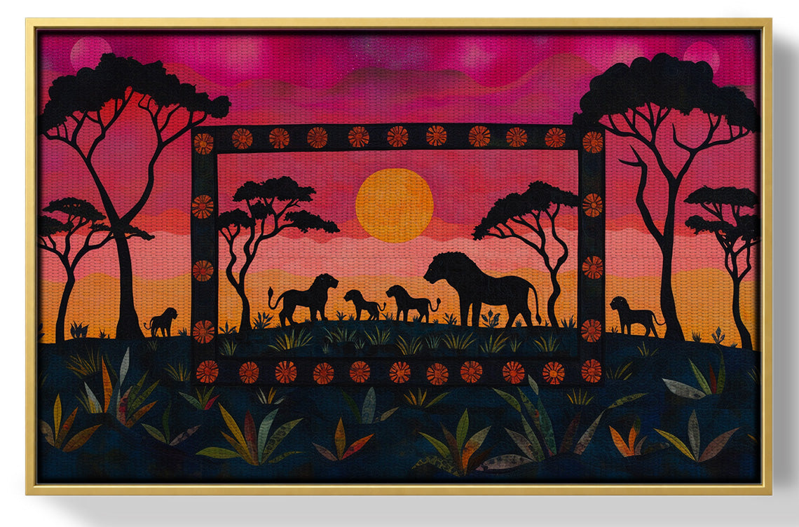 Safari Sunset Silhouette African American canvas print view 37