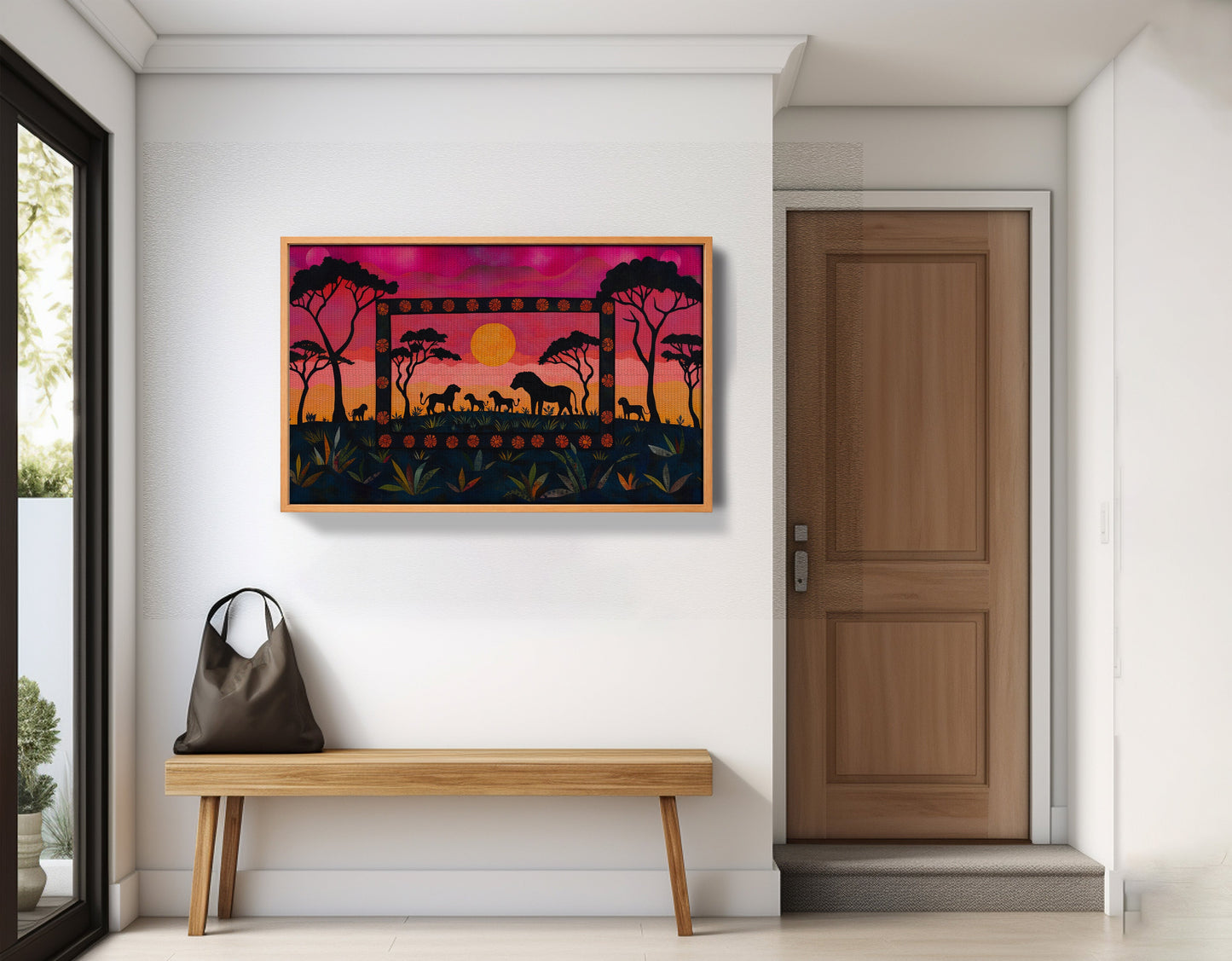 Safari Sunset Silhouette African American canvas print view 47