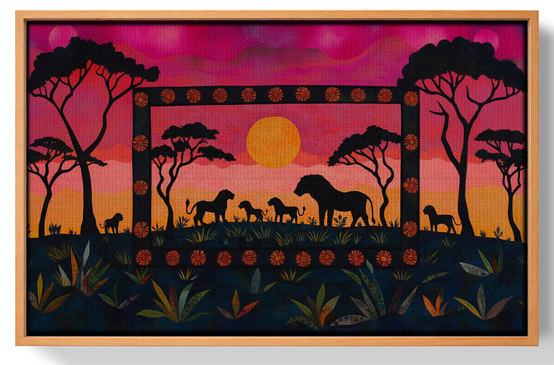 Safari Sunset Silhouette African American canvas print view 43