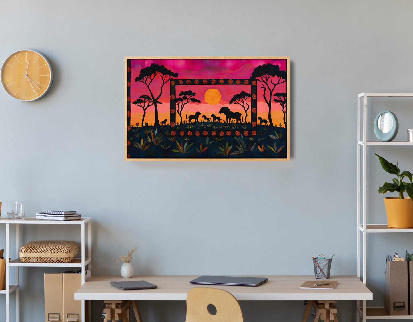 Safari Sunset Silhouette African American canvas print view 54