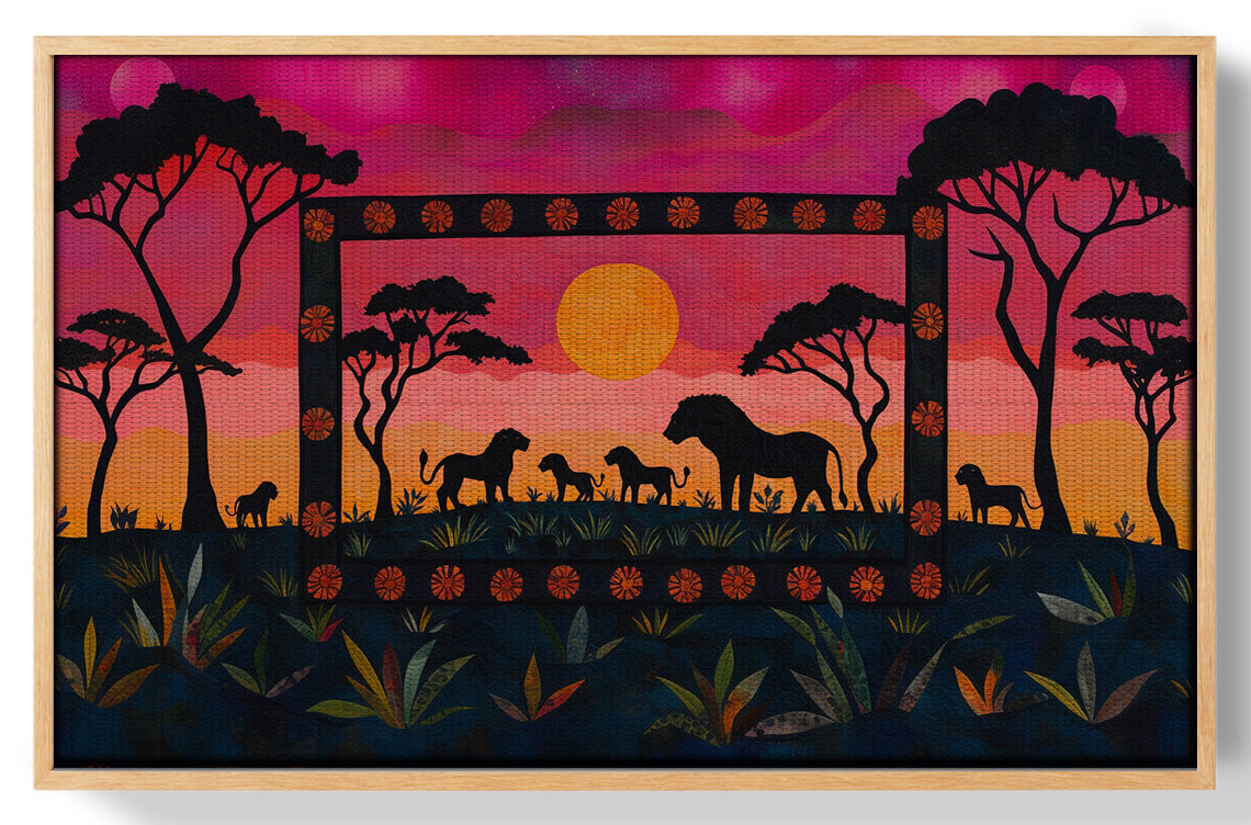 Safari Sunset Silhouette African American canvas print view 49