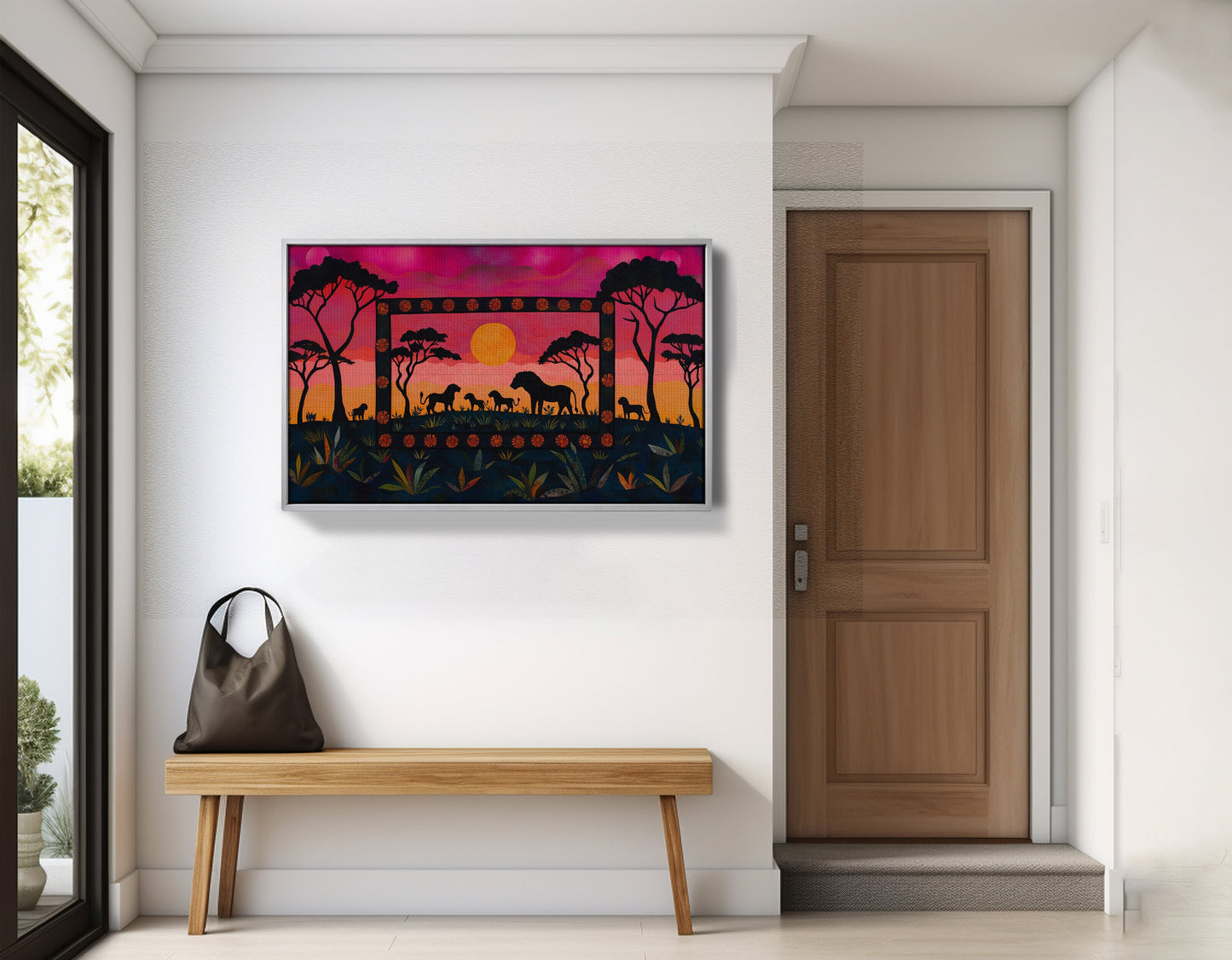 Safari Sunset Silhouette African American canvas print view 59