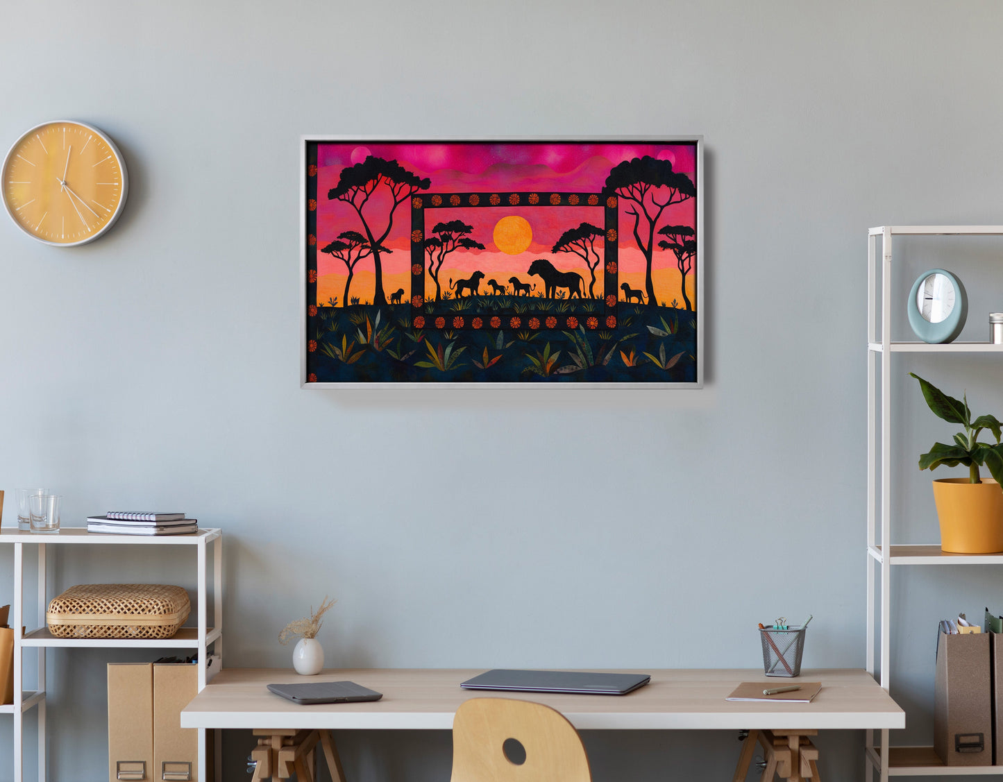 Safari Sunset Silhouette African American canvas print view 60