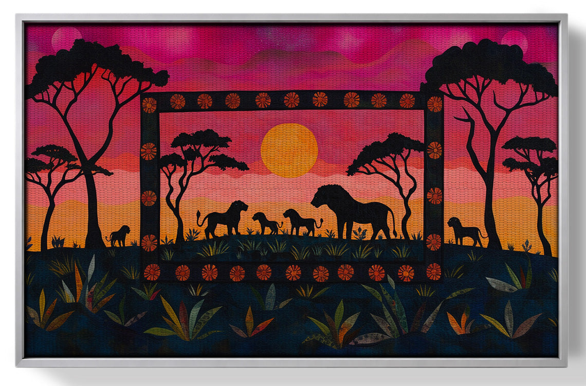 Safari Sunset Silhouette African American canvas print view 55