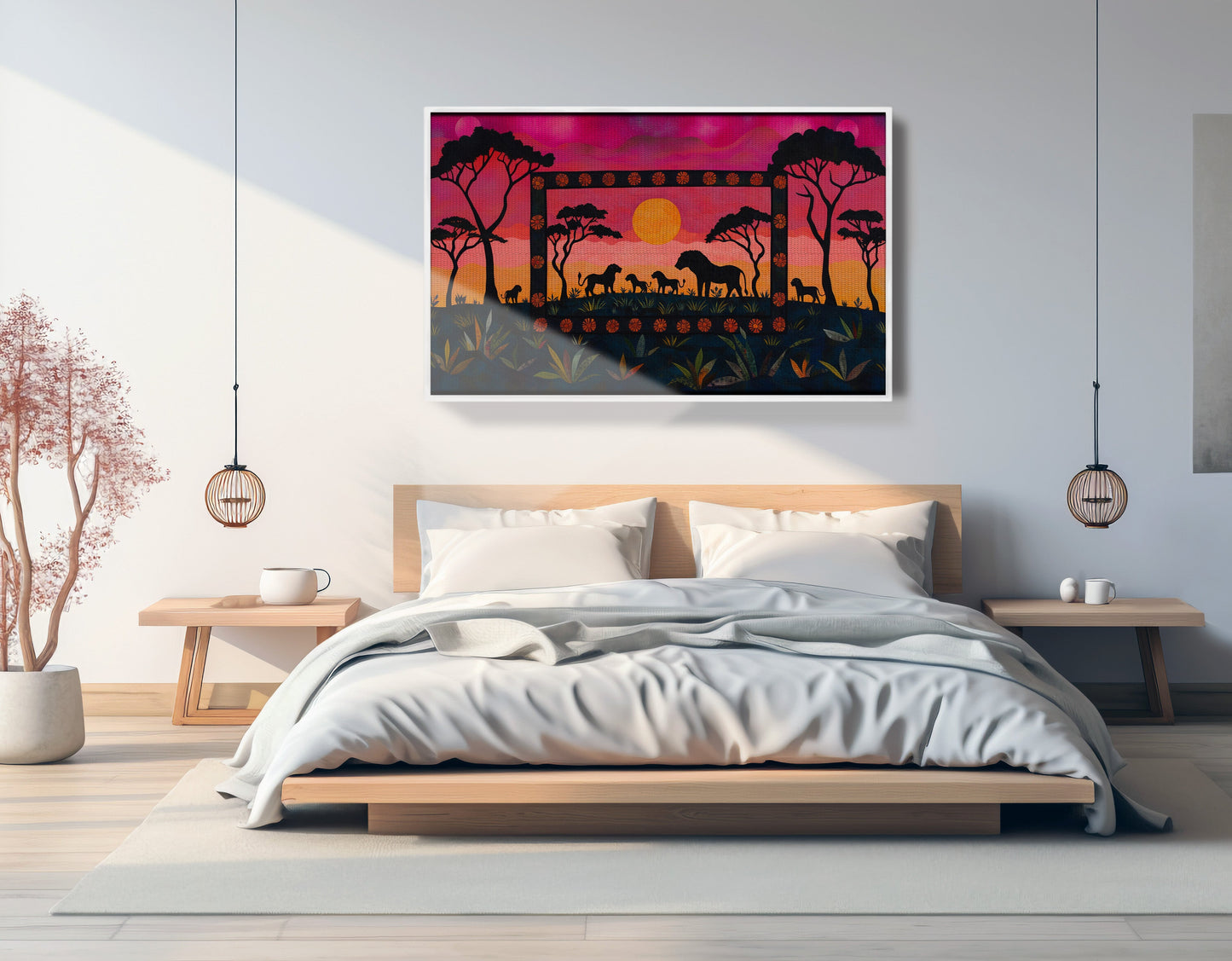 Safari Sunset Silhouette African American canvas print view 63