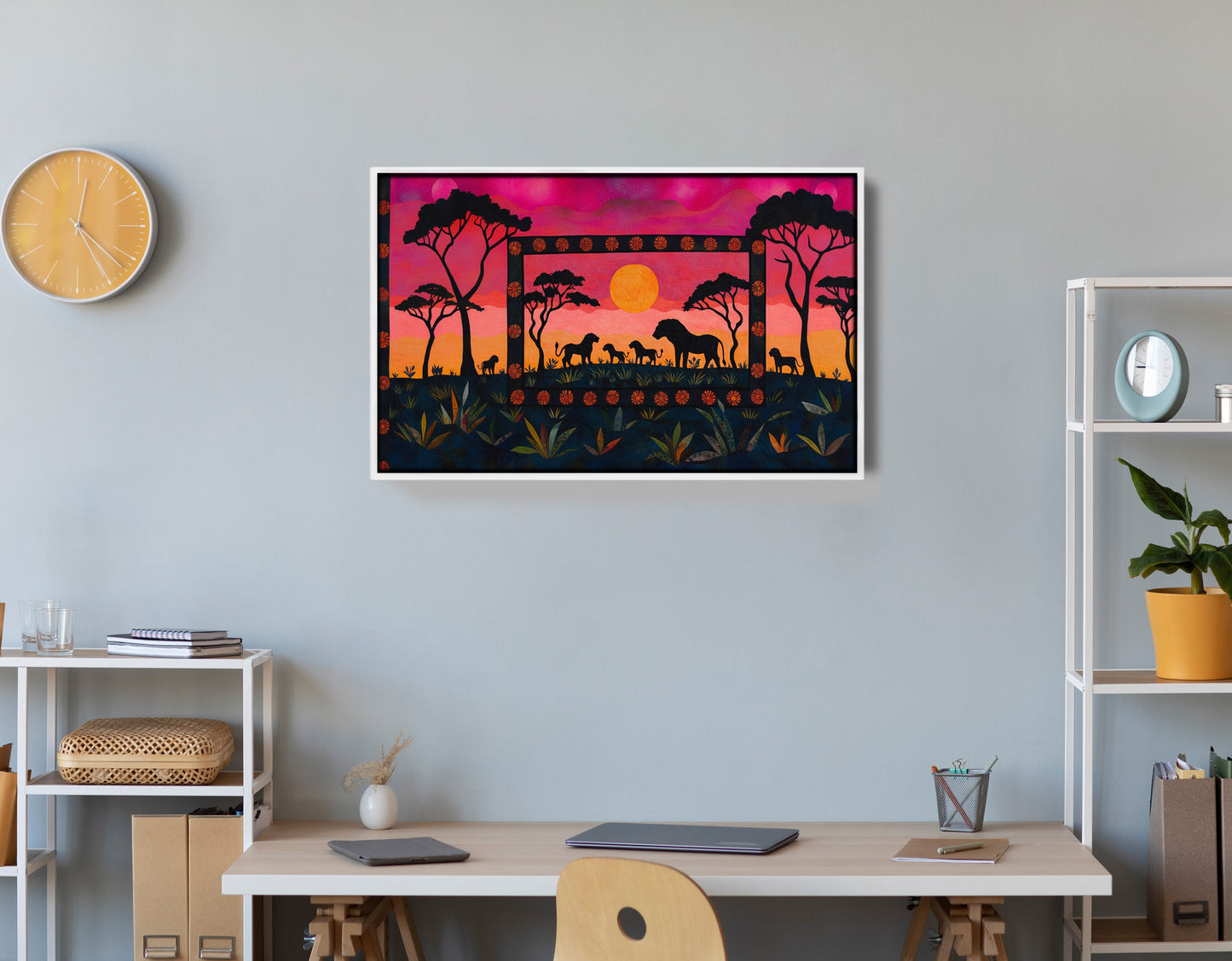 Safari Sunset Silhouette African American canvas print view 66
