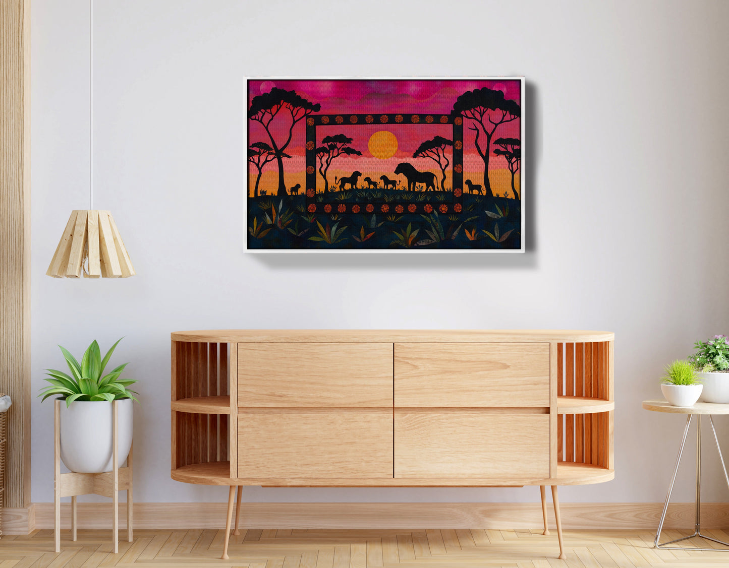 Safari Sunset Silhouette African American canvas print view 62