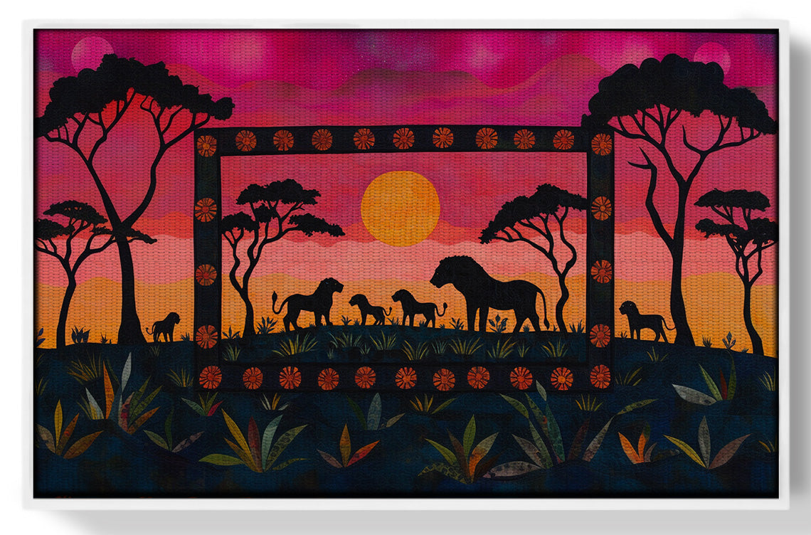 Safari Sunset Silhouette African American canvas print view 61