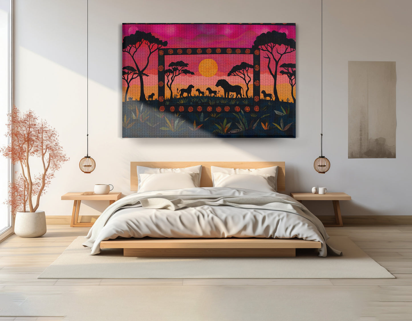 Safari Sunset Silhouette African American canvas print view 15