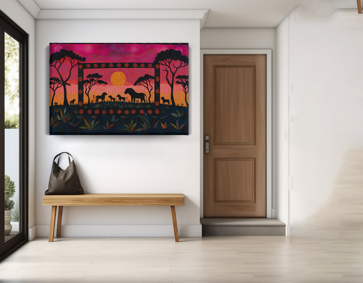Safari Sunset Silhouette African American canvas print view 17