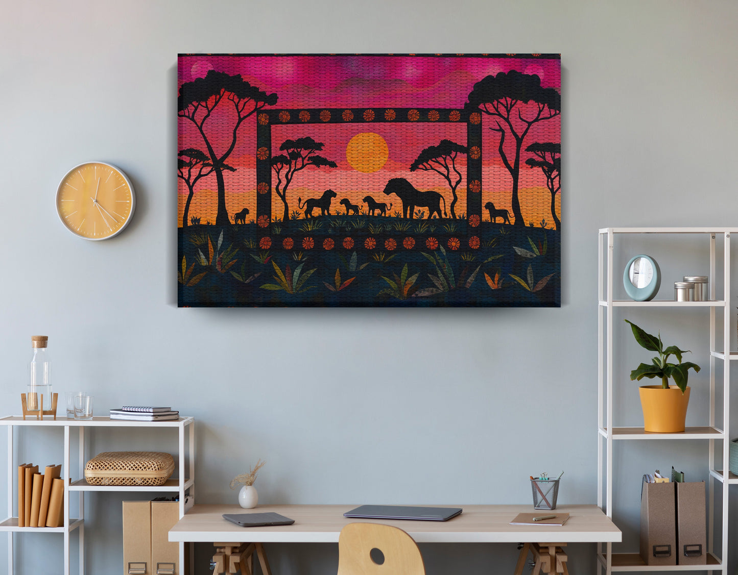 Safari Sunset Silhouette African American canvas print view 18