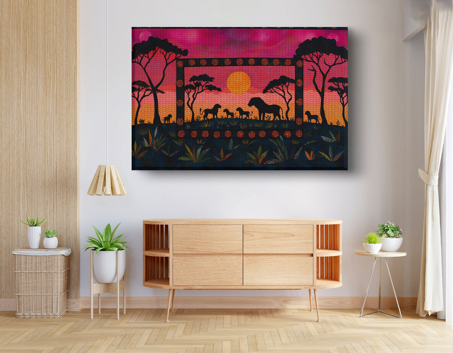 Safari Sunset Silhouette African American canvas print view 14