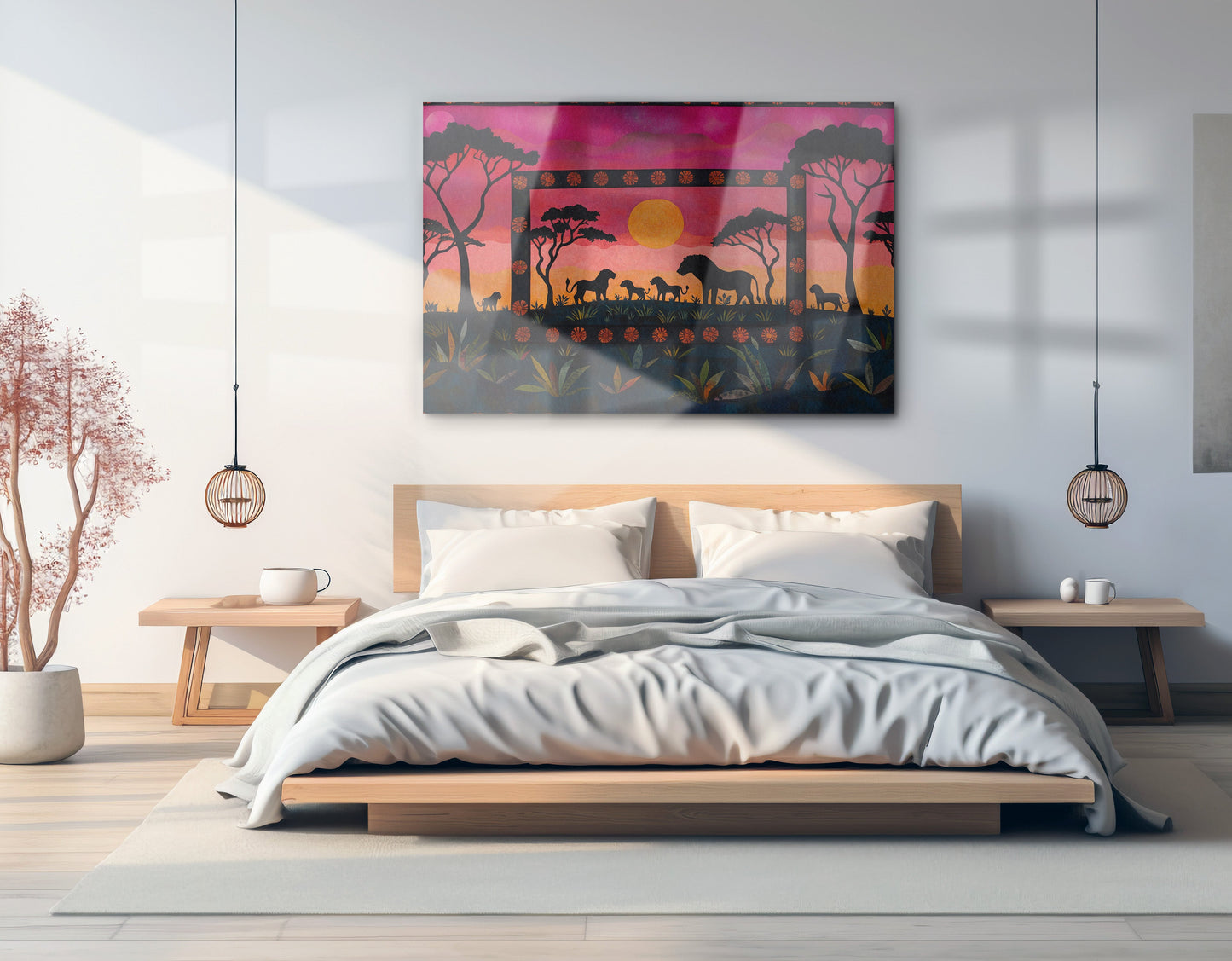 Safari Sunset Silhouette African American canvas print view 21