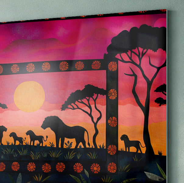 Safari Sunset Silhouette African American canvas print view 22