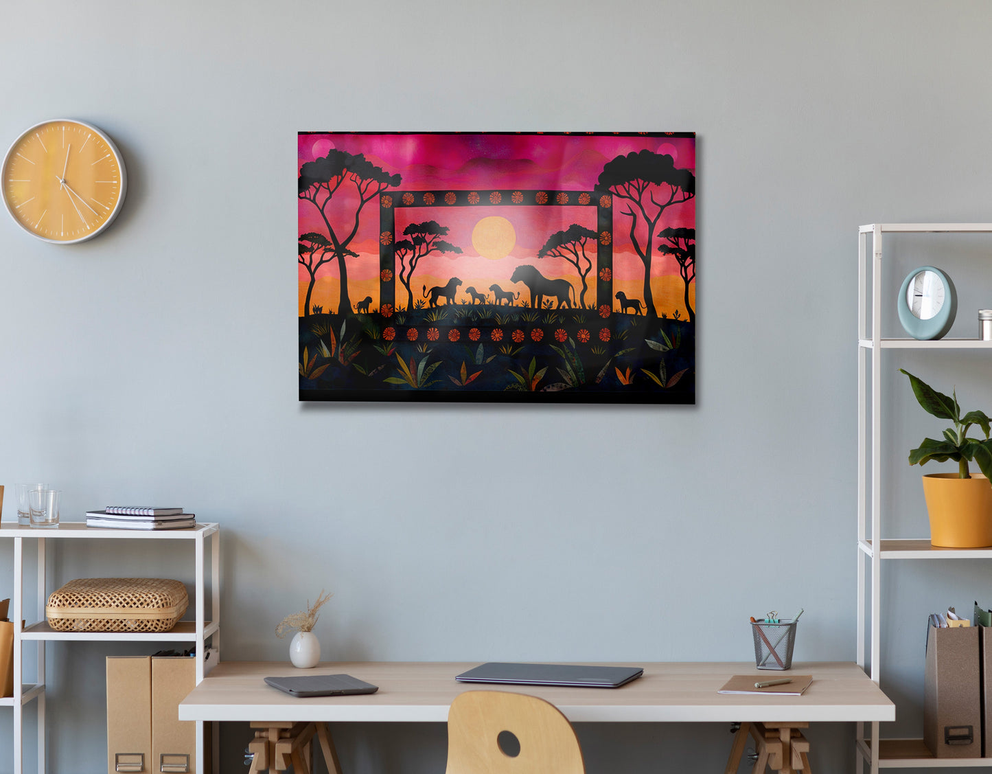 Safari Sunset Silhouette African American canvas print view 24