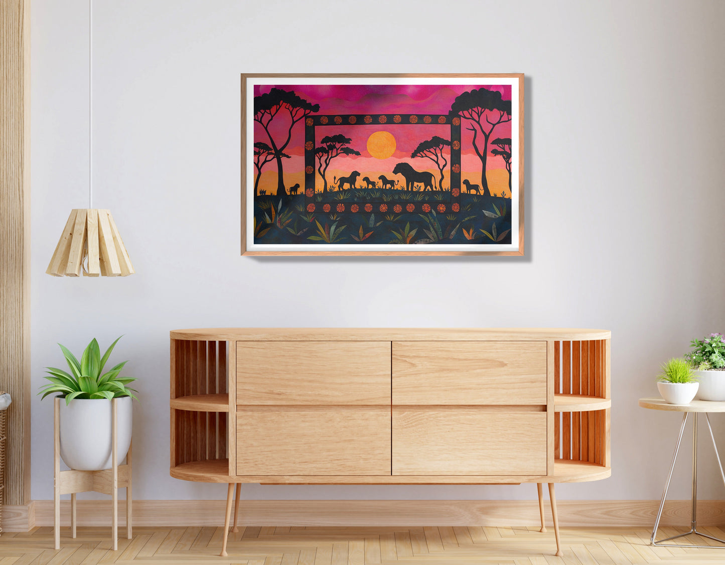 Safari Sunset Silhouette African American canvas print view 80