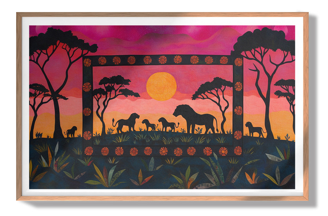 Safari Sunset Silhouette African American canvas print view 79