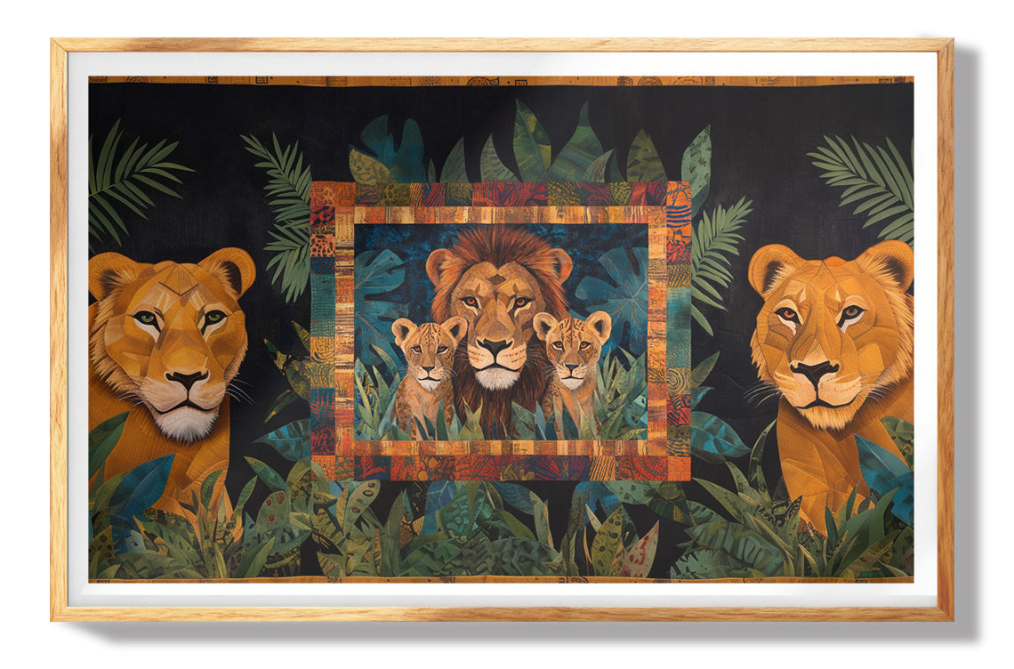 Lion Family Moonlight African American canvas print view 73