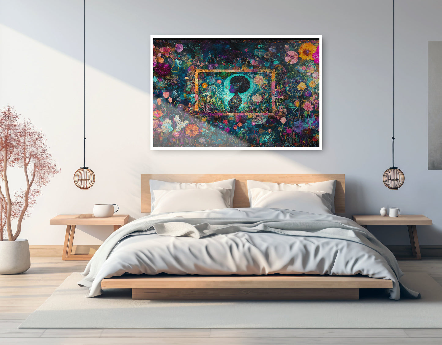 Black Woman Floral Garden African American wall art artwork view