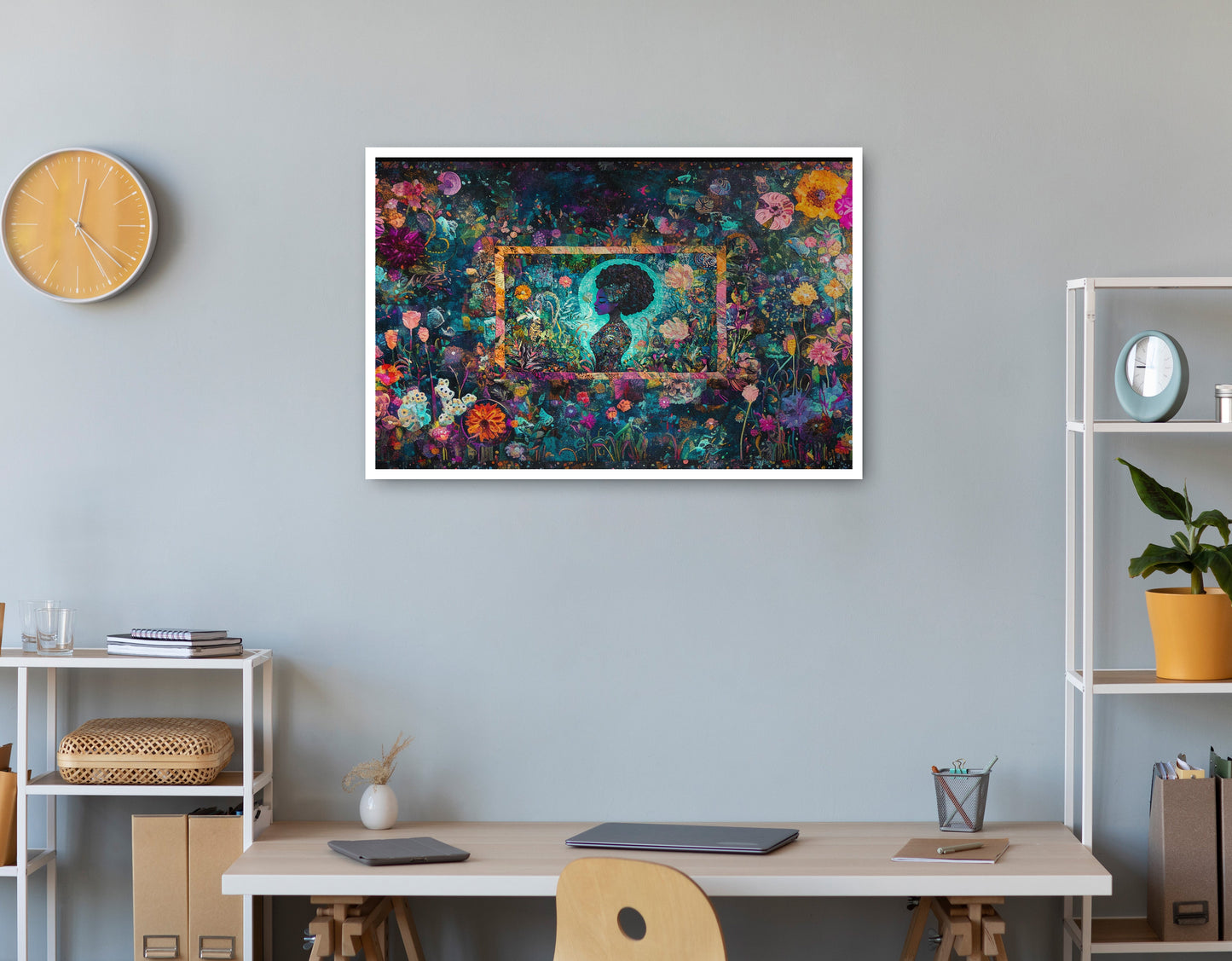 Black Woman Floral Garden African American wall art print view