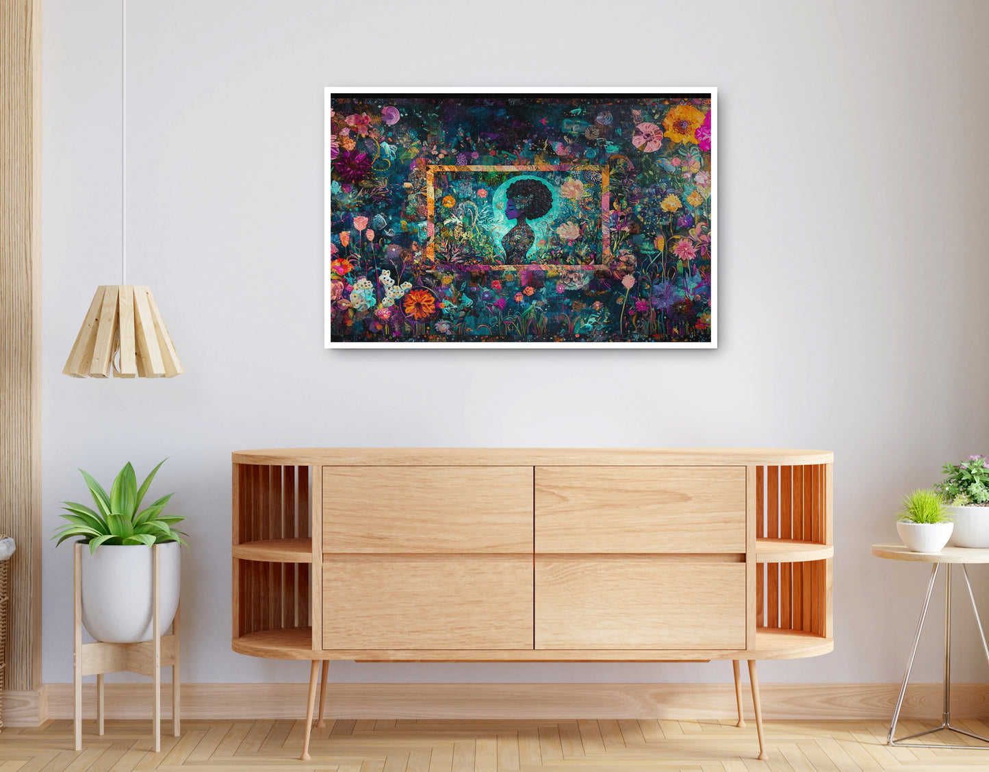 Alternate view of Black Woman Floral Garden African American wall art canvas print