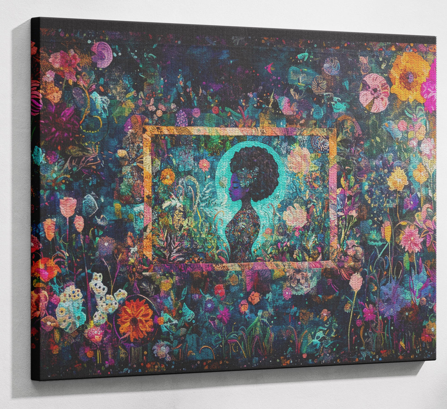Black Woman Floral Garden African American wall art view 13