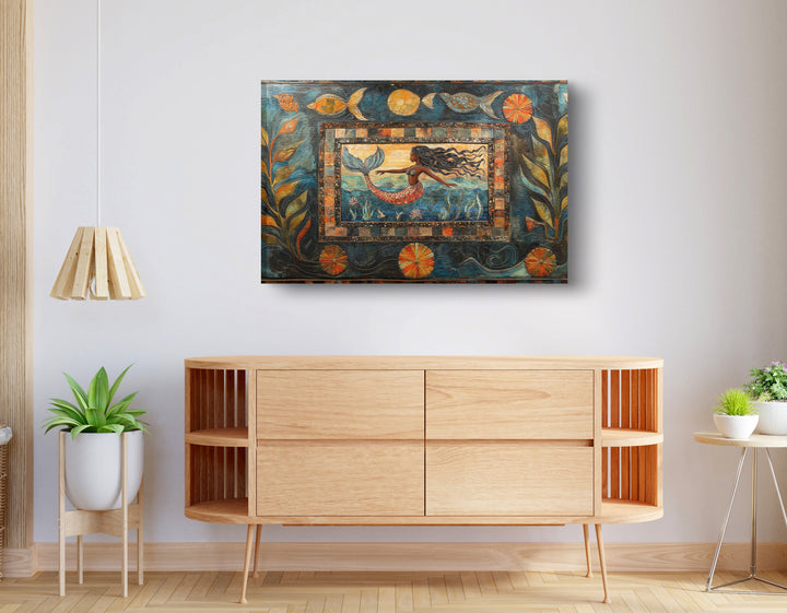Black Mermaid Folk Art Wall Art