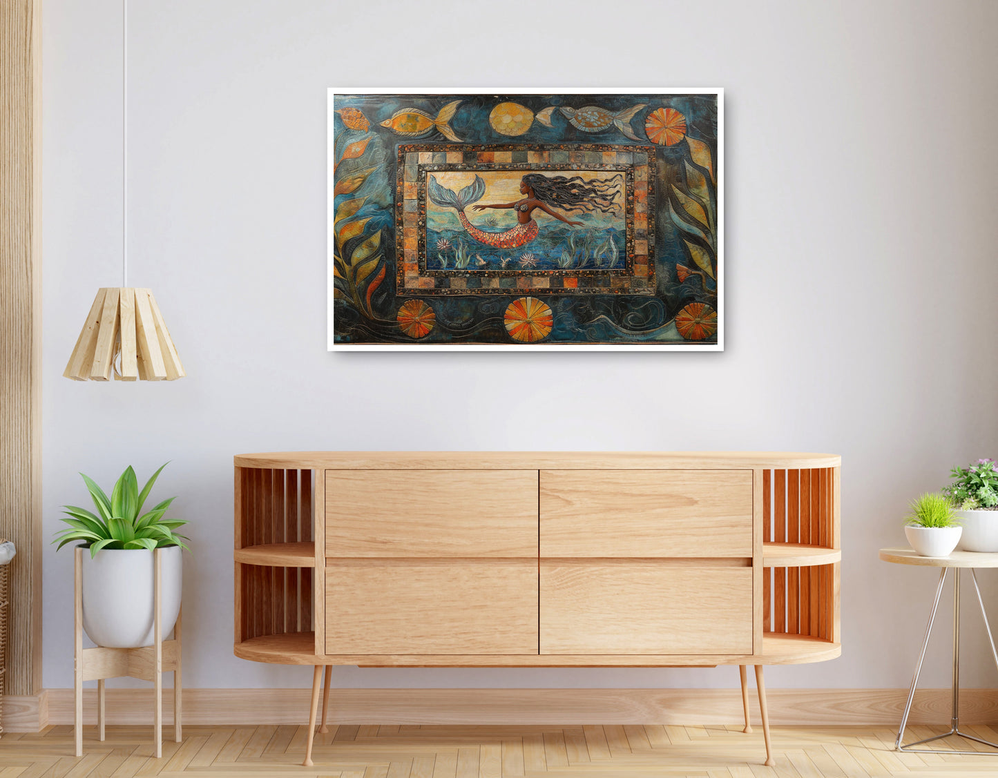 Alternate view of Black Mermaid Folk African American canvas print