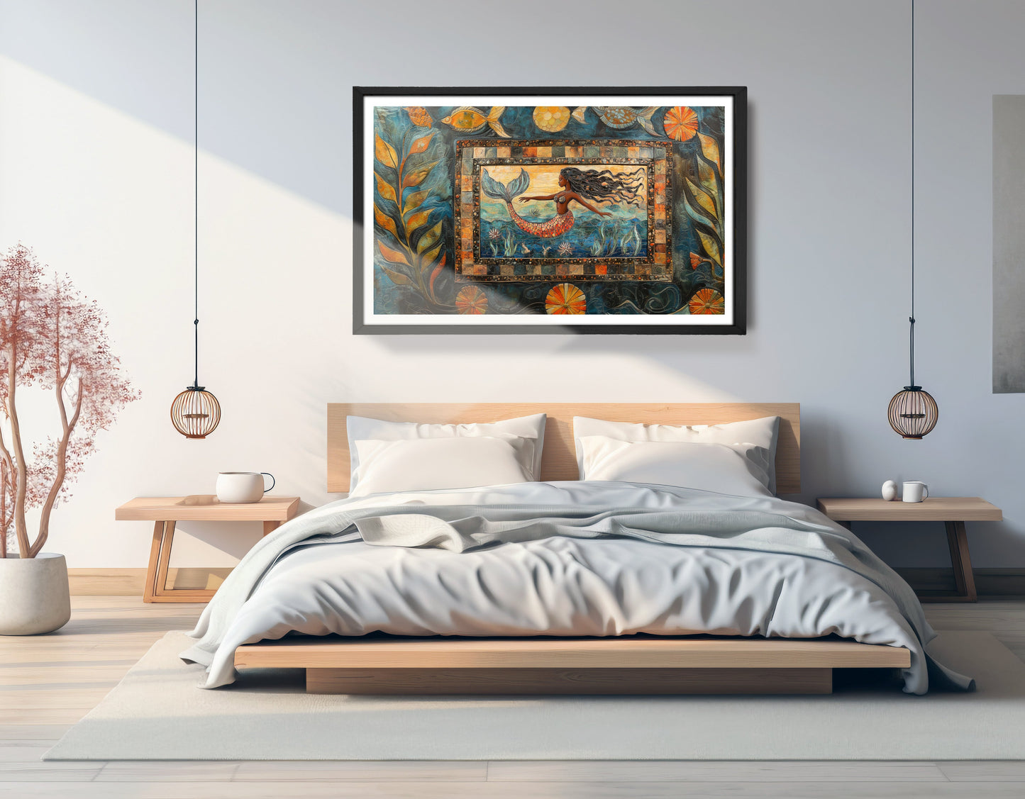 Black Mermaid Folk African American canvas print view 69