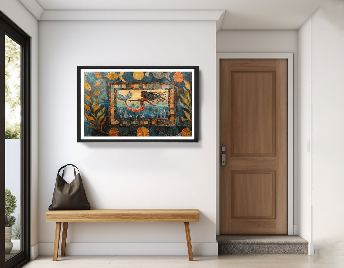 Black Mermaid Folk African American canvas print view 71