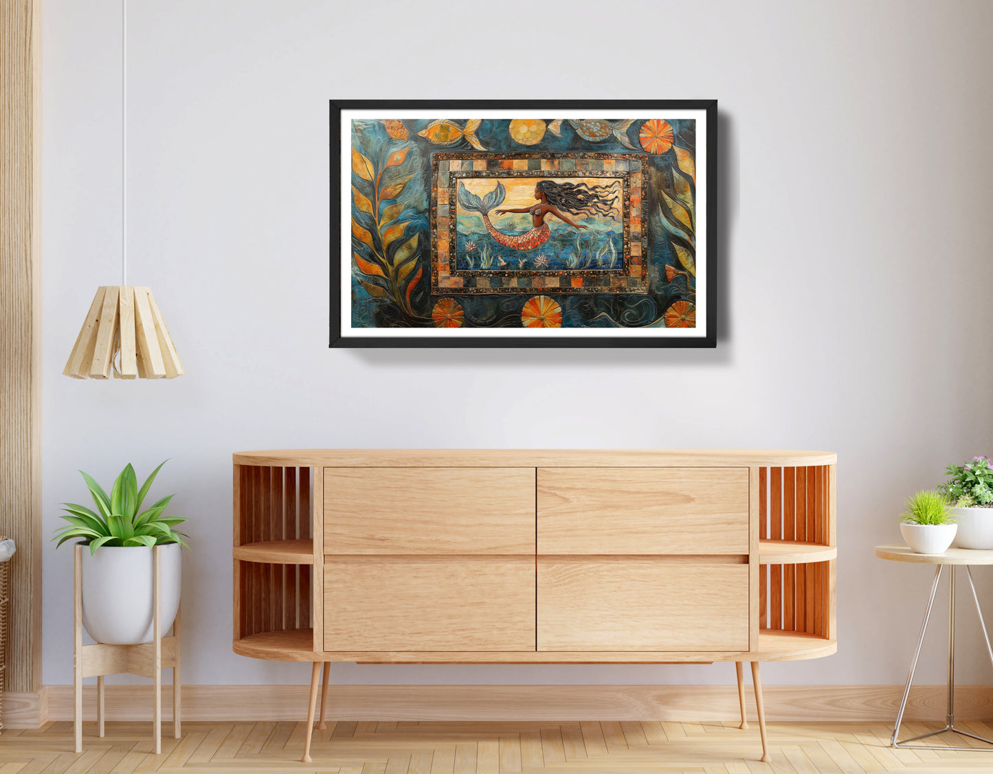Black Mermaid Folk African American canvas print view 68