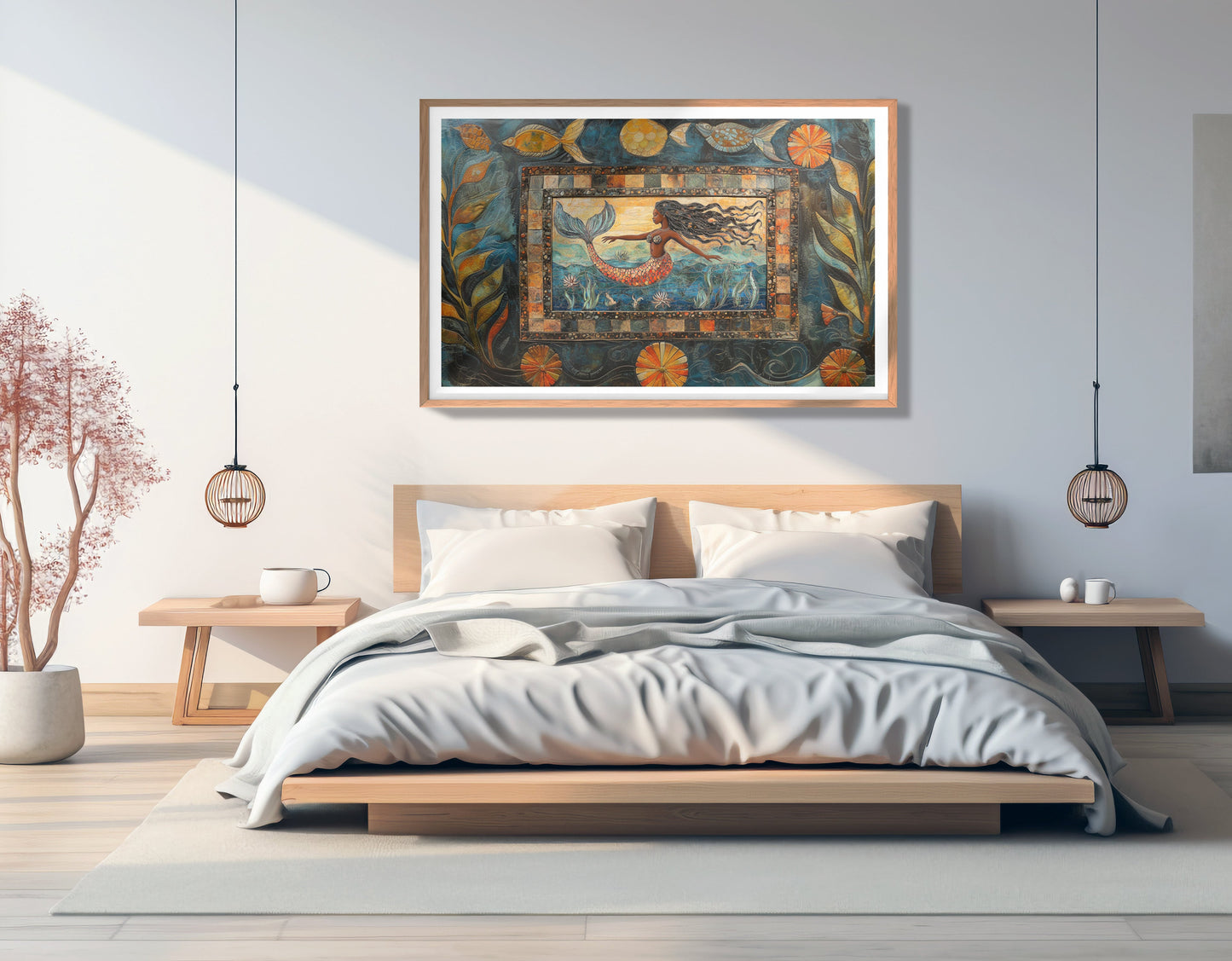 Black Mermaid Folk African American canvas print view 81