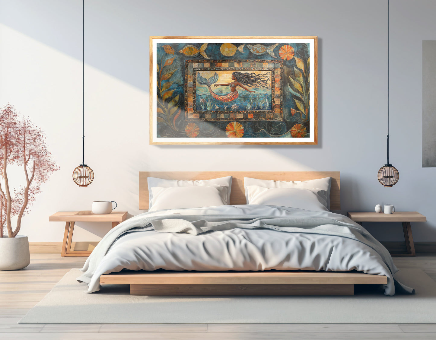 Black Mermaid Folk African American canvas print view 75